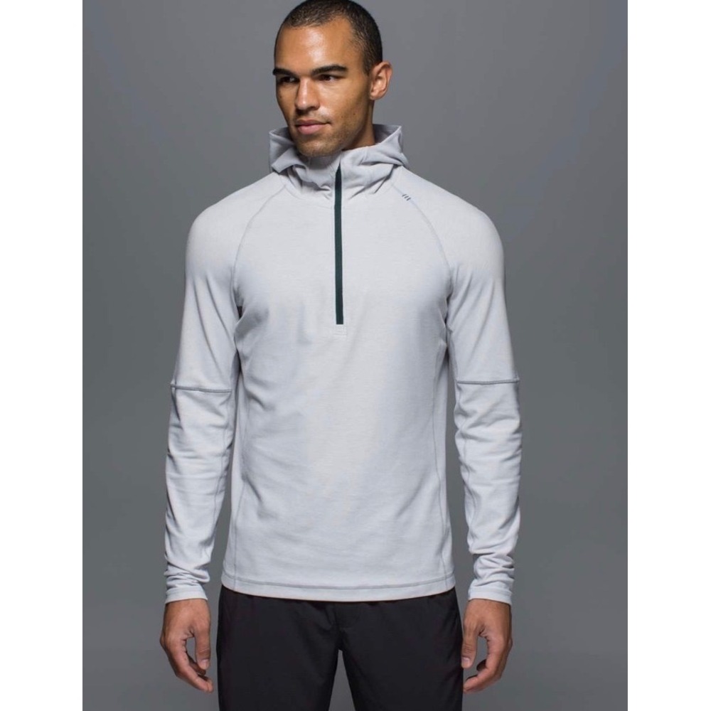 Lululemon Sweat Session Half Zip Hoodie Mens Size XL Gray Running Activewear